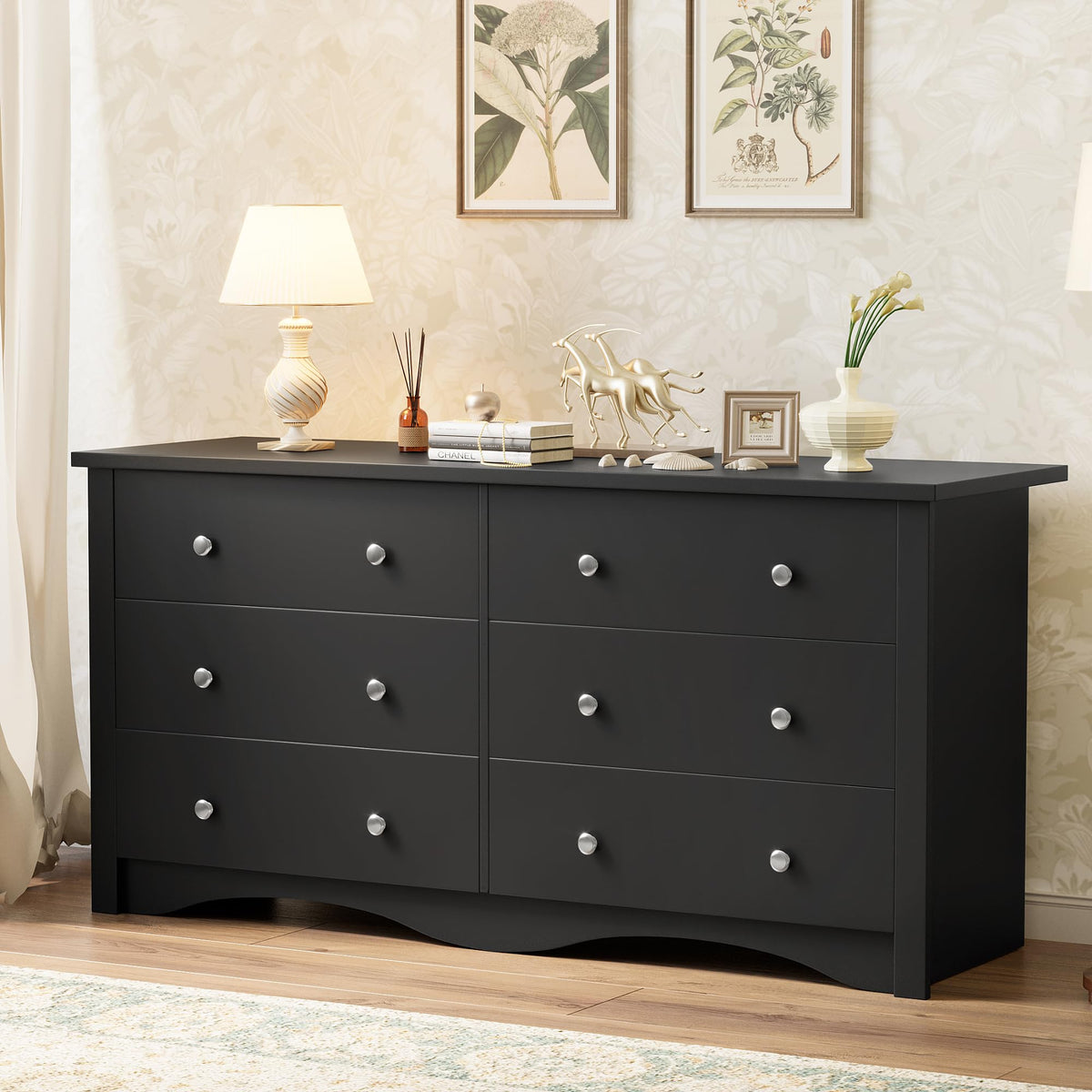Black 6 Drawer Dresser F64804