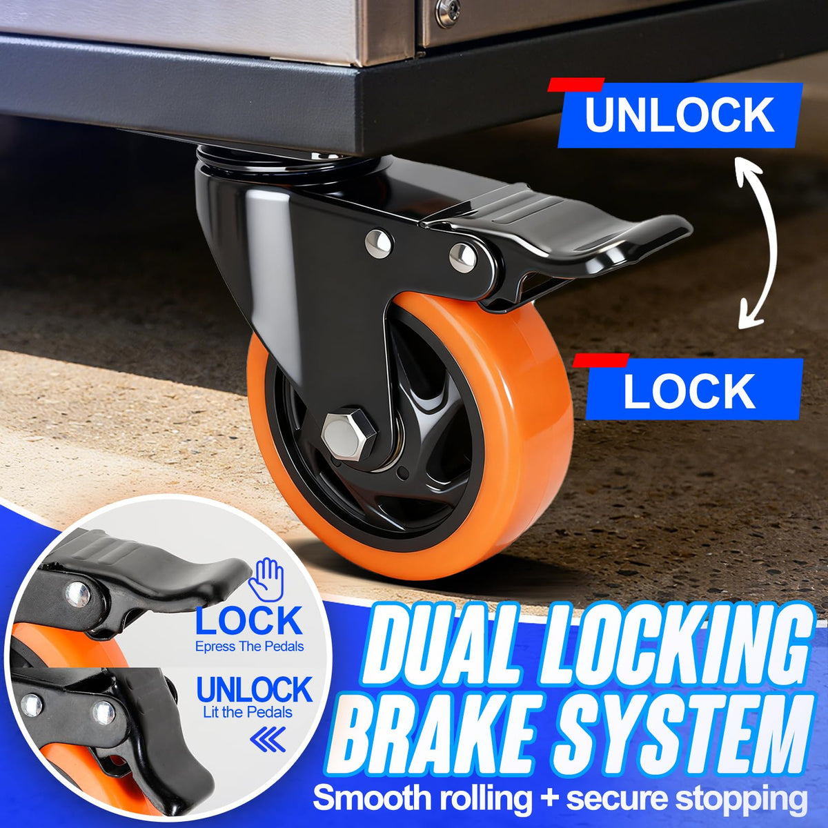 4 Inch Dual Locking Swivel Caster Set of 4 K935713