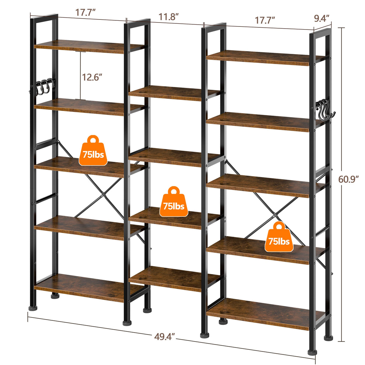 5 Tier Bookshelf with 14 Display Shelves O53360