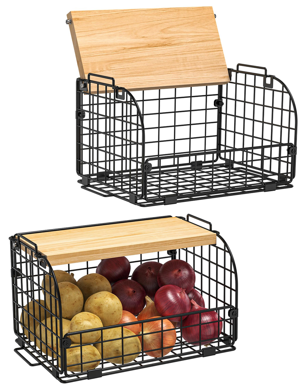 Stackable Wire Basket with Openable Top O27450