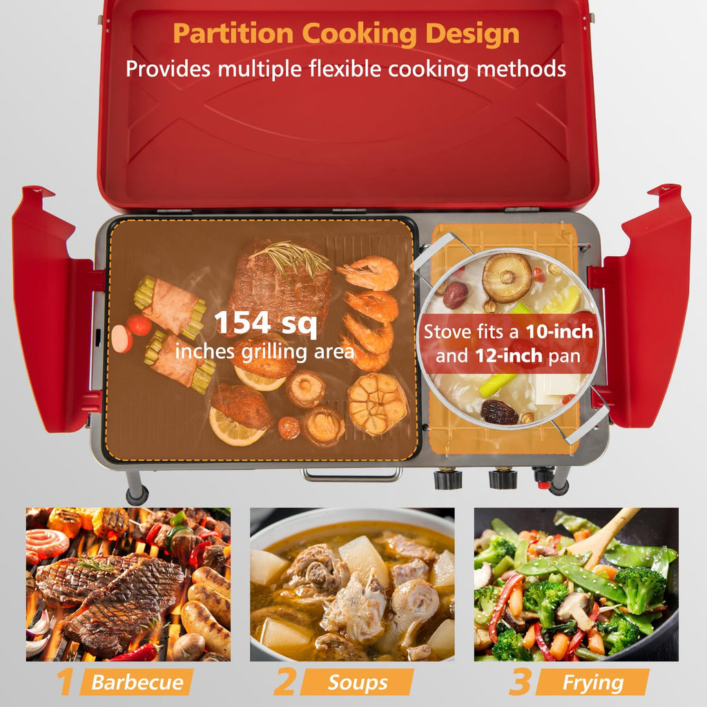 2-Burner Propane Camping Stove with Detachable Legs F6452
