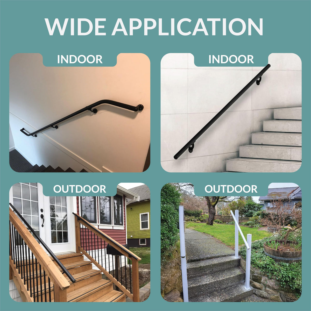 6FT Black Aluminum Stair Handrail Kit E143122