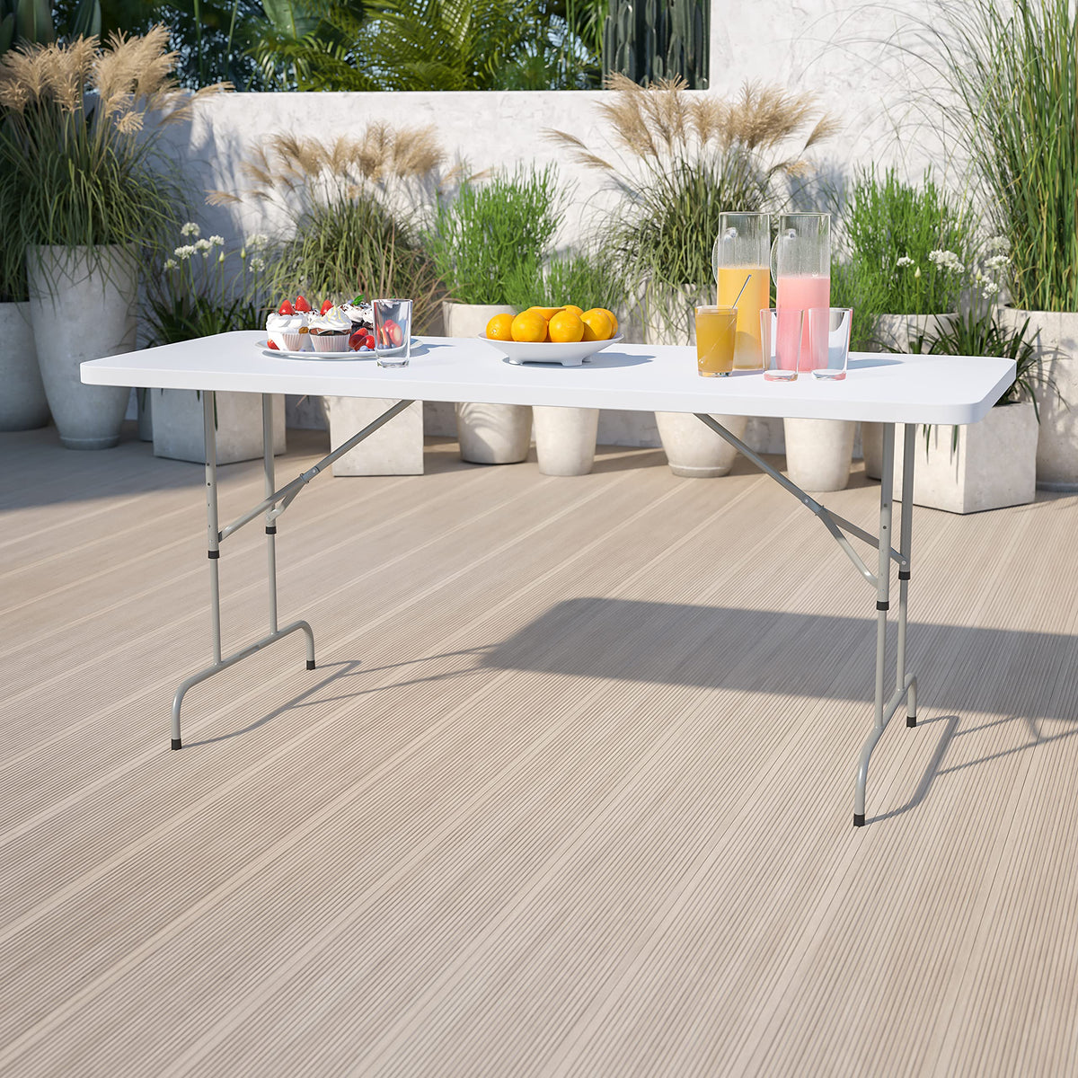6-Foot Granite White Adjustable Plastic Folding Table G580