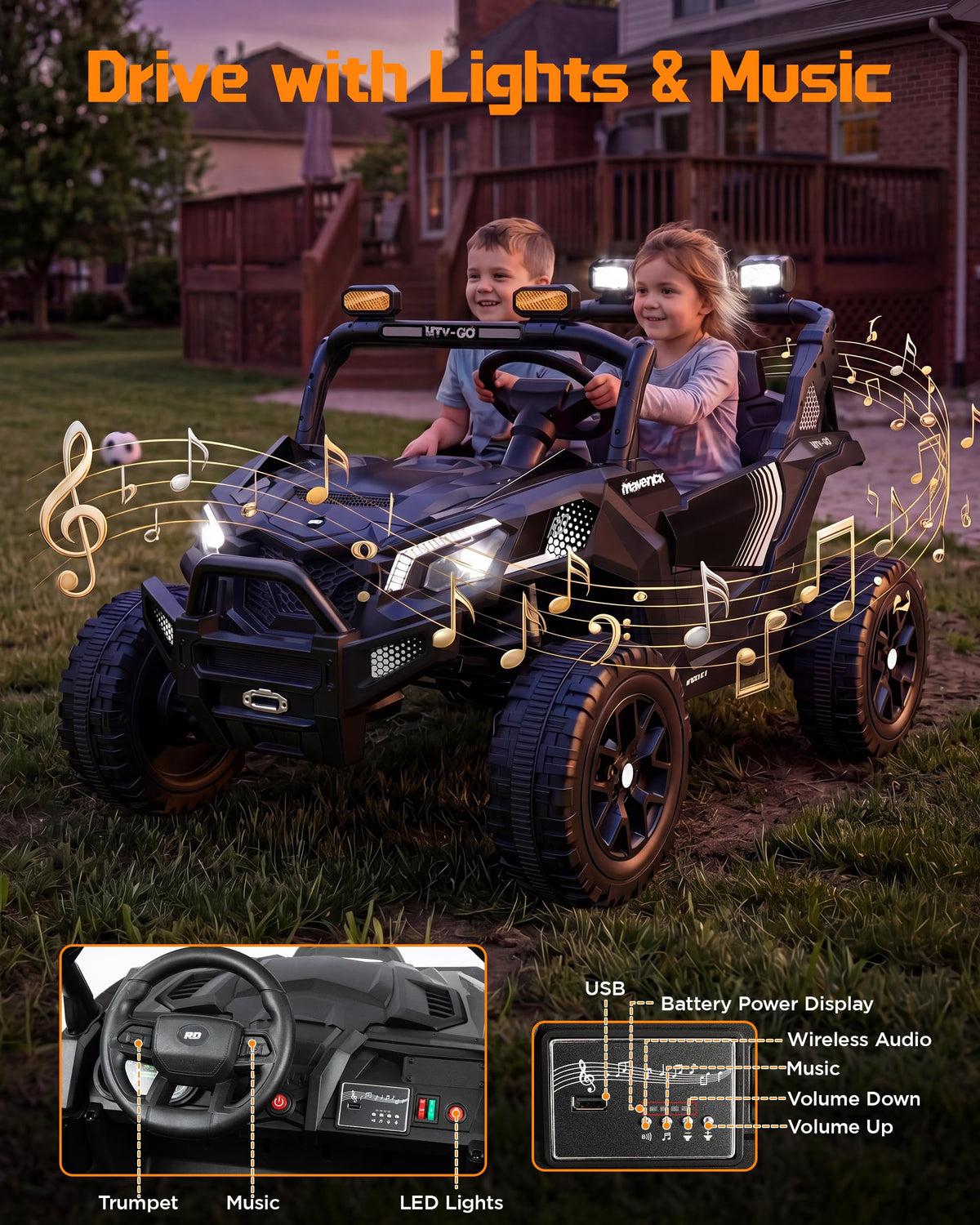 24V Black Ride on Car W9422