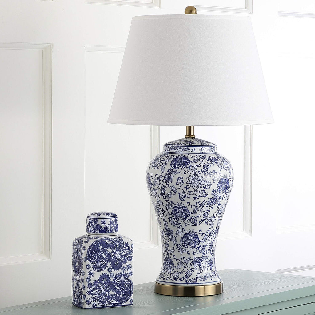 White Blue Ceramic Led Table Lamp Set of 2 W125