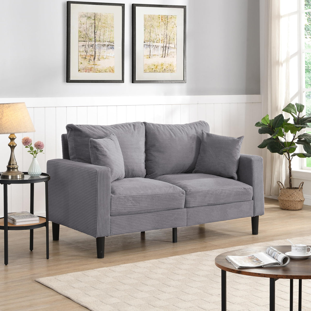 Light Gray Upholstered Loveseat Sofa J545