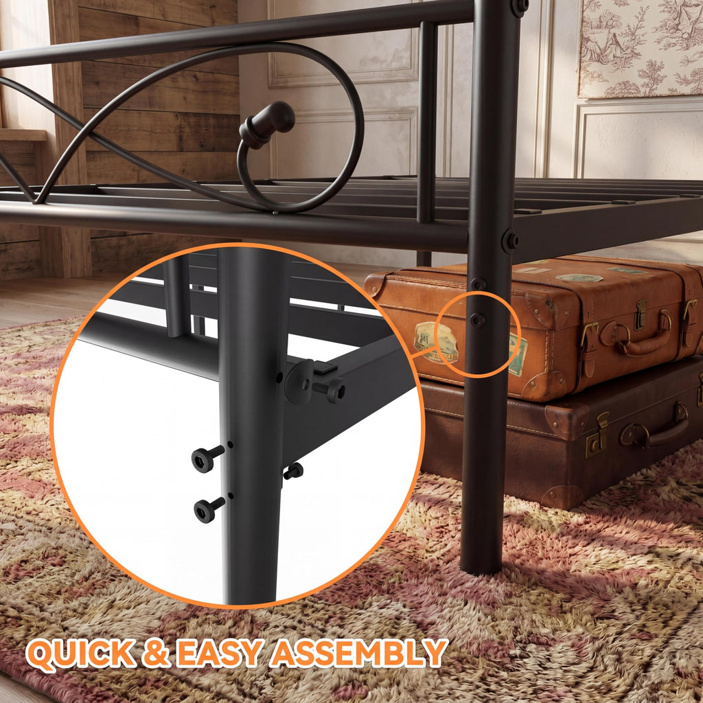 Full Size Metal Platform Bed with Under Storage W36180