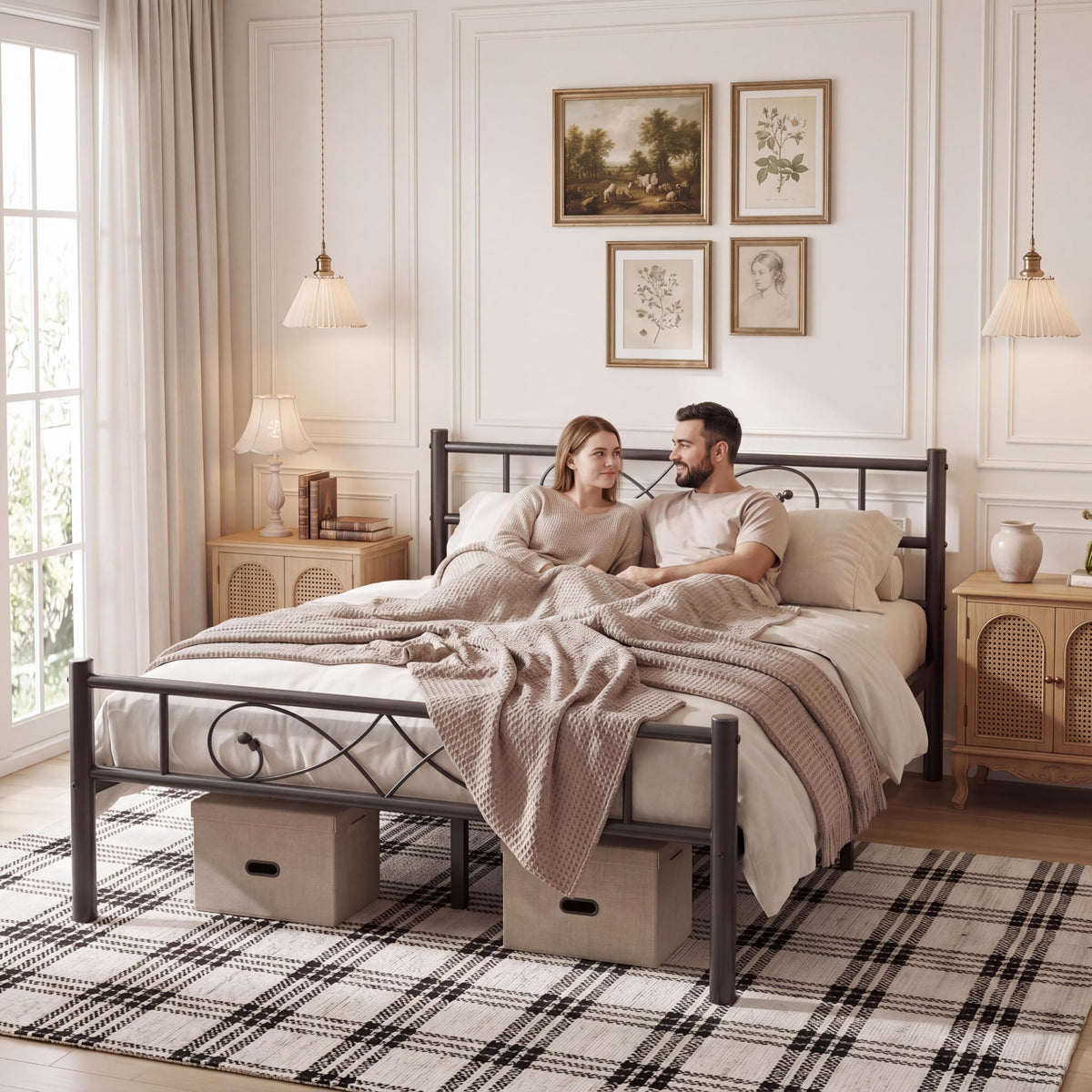 Full Size Metal Platform Bed with Under Storage W36180
