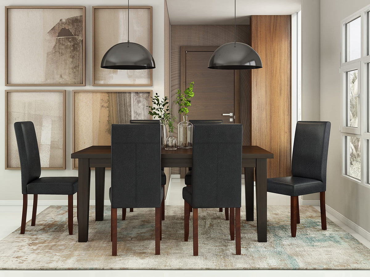 Vegan Leather Parsons Dining Chairs Black Set of 2 J110152