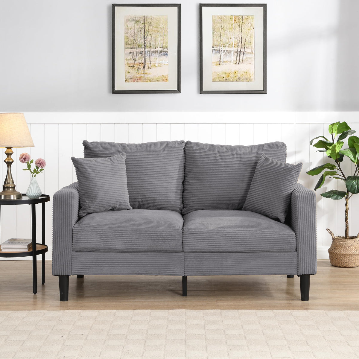 Light Gray Upholstered Loveseat Sofa J545